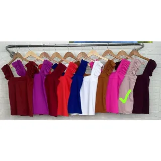 Blusinha Feminina Babado Regata Alcinha Verão Roupa Feminina - Azul Royal