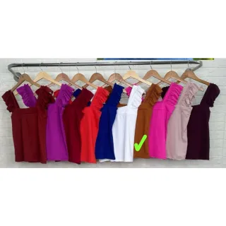 Blusinha Feminina Babado Regata Alcinha Verão Roupa Feminina - Azul Royal