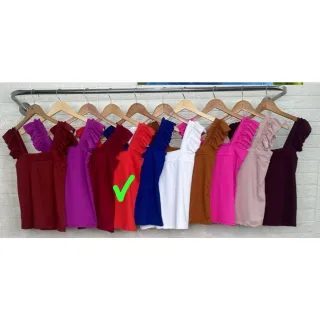 Blusinha Feminina Babado Regata Alcinha Verão Roupa Feminina - Azul Royal