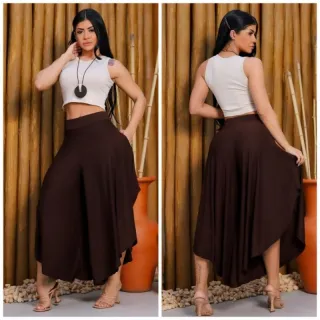 Pantacourt Estampada e Lisa - Tam. Único 38 ao 48 - Verde Militar