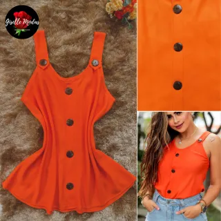 Blusa Estampada Feminina Alça Grossa - Modelo Verão - Vermelho Coral (Lisa)