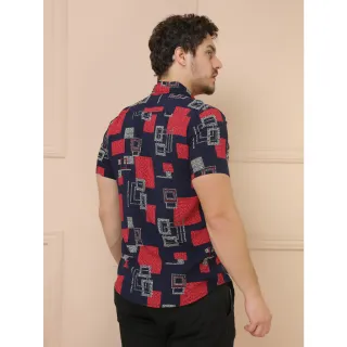 Camisa masculina manga curta botões Slim fit - Raryel - Vermelho