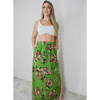 Moda Evangélica - Saia Longa Feminina com Fenda Lateral e Bolso - 49