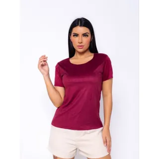 Lançamento Blusa Camiseta Feminina Manga Curta Suede Multiformas - Rose