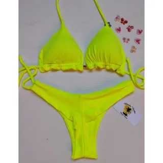 Saia de biquíni com 3 peças - Compre online na Raryel - Amarelo néon 3 peças