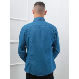 Manga Longa Masculino Camisa de Jeans - AZUL BEBER