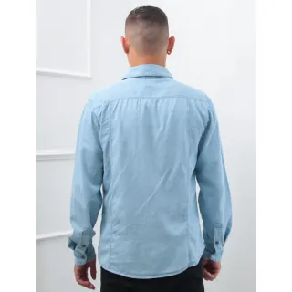 Manga Longa Masculino Camisa de Jeans - AZUL BEBER
