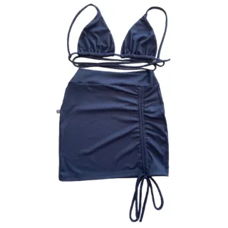 Biquíni Cortininha Feminino Conjunto Gringa - Saia De Regulagem Frontal - Branco