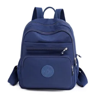 Média Viagem Simples Sólida Cor Leve Feminina Escolar Pano Nylon Moda Casual Mochila - ROSA5107