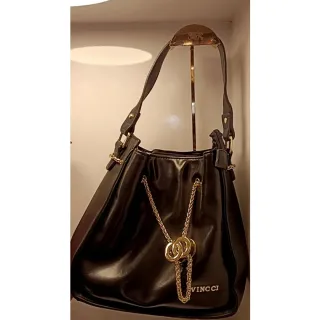 Bolsa com fecho de ziper e cordão de ferro, alça maior não vai - Vinho 21727