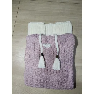 Promoção: Suéter Tricô Inverno Manga Longa Blusa Trico com Capuz Feminina - Pink/Azul Claro