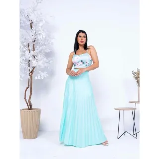 Saia Lisa Longa Plissada Forrada em Promoção - Raryel - Fúcsia