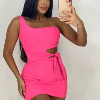 Festa Vestido Tubinho Feminino Colado Alça Mula Manca Curto Amarração - Verde água