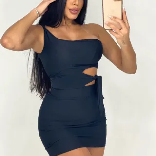 Festa Vestido Tubinho Feminino Colado Alça Mula Manca Curto Amarração - Verde água