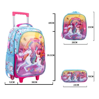 Mochila Escolar Infantil de Rodinhas Resistente e Impermeável - Dois padrões aleatórios