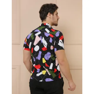 Blusa masculina manga curta botões slim fit vicose - COLORIDA