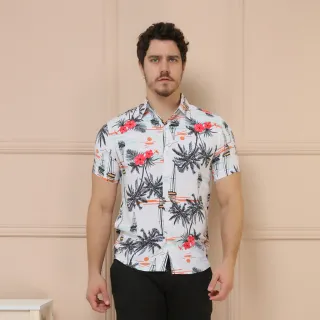 Camisa Estampada Manga Curta Casual Masculina - Raryel - Branco