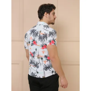 Camisa Estampada Manga Curta Casual Masculina - Raryel - Branco