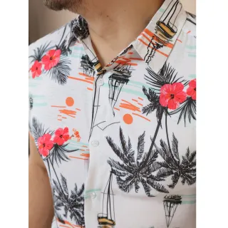 Camisa Estampada Manga Curta Casual Masculina - Raryel - Branco
