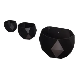 Vaso pendente de parede em formato diamante para plantas - Modelo B - Preto