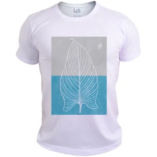 Malha Premium Camiseta Estampada Folha Desgaste Masculina - Branca