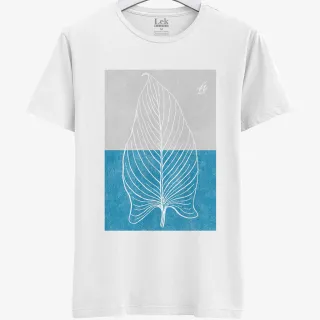 Malha Premium Camiseta Estampada Folha Desgaste Masculina - Branca