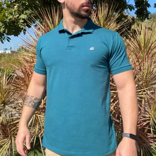 Malha Conforto Camisa Polo Algodão Verde com Elastano - Azul