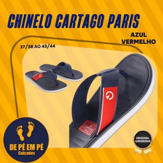Chinelo Cartago Paris masculino original - Conforto e qualidade Grendene - AZUL/VERMELHO