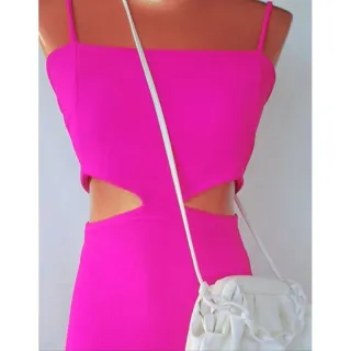 Fenda midi alcinha vestido com - Nude