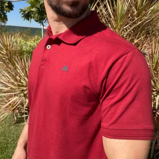 Malha Conforto Camisa Polo Algodão Vermelha com Elastano - Branco