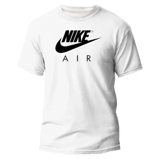 Camiseta Branca Estampa Azul e Preta Nikke AIR NK Masculina e Feminina Tamanho P M G GG G1 G2 G3 - Branco Air Degrade