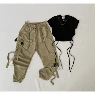 Calça Jogger Cargo Feminina com Correntes - Estilo Gringa Street - Único- 36 ao 42