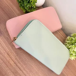 Bolsa de Mão e Carteira Feminina Long com 2 Zíper - Preta