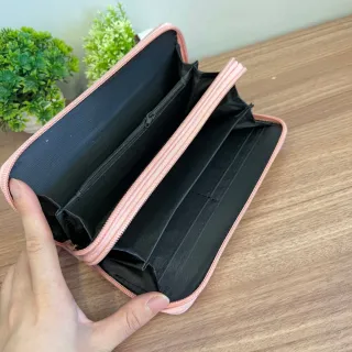Bolsa de Mão e Carteira Feminina Long com 2 Zíper - Preta