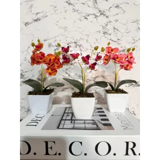 Decoração com arranjo de orquídeas permanentes - Kit de três vasinhos - TRIO MODELO 5