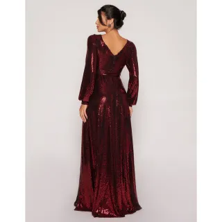 Madrinhas casamento, vestido longo festa paetê manga longa amarração cintura - Preto com Prata