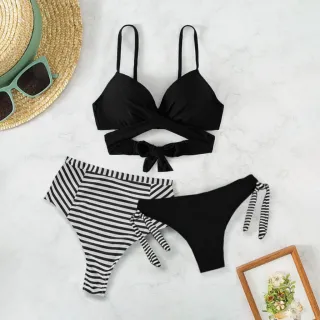 Calcinha Alta Hot Pants Biquíni Bojo Resistente Amarração 3 Peças - Vermelho  (3535)