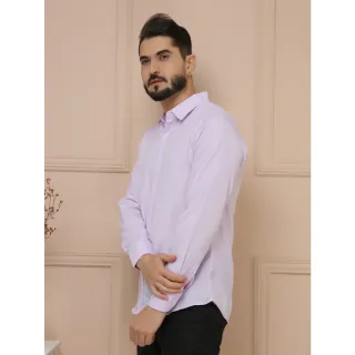 Camisa Social Slim Fit Manga Comprida xadrez Rosa Claro - Rosa