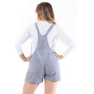 Macaquinho Feminino Curto Jardineira Soltinha Moletinho Macacão - Grafite