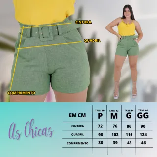 Short Verão Cintura Alta Linho Strecht Alfaiataria Com Cinto - Vermelho