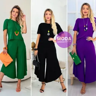 Calça pantacourt em malha viscolycra: conforto e estilo feminino - Verde Floresta