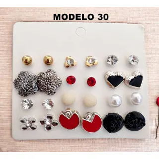 Brincos pequenos femininos bijuteria kit com 12 pares - cod 174 - 10