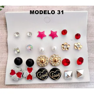 Brincos pequenos femininos bijuteria kit com 12 pares - cod 174 - 10