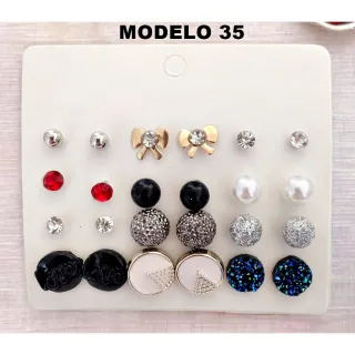 Brincos pequenos femininos bijuteria kit com 12 pares - cod 174 - 10
