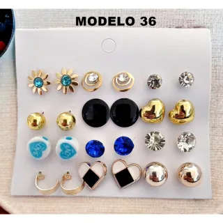 Brincos pequenos femininos bijuteria kit com 12 pares - cod 174 - 10