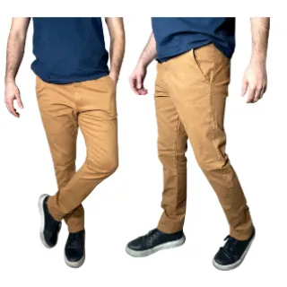 Cores Múltiplas Premium Sarja Masculina Sport Fino Calça - Areia