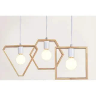 Pendentes Geométricos de Madeira - Lustre Moderno Slim Pinus - Nogueira