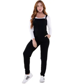 Macaquinho Jogger Skinny Longo Jardineira Bravaa Store Moda 278