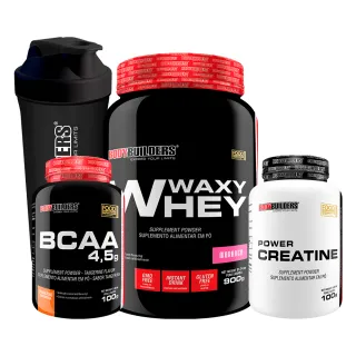 Kit Suplementos - Whey Protein Waxy Whey 900g + Bcaa 100g + Power Creatina 100g - Cappuccino