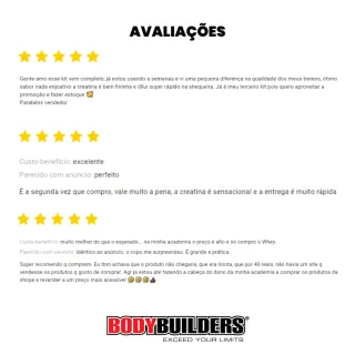 Aumento de Massa Muscular - Kit Blend Proteico 500g + BCAA 4,5 100g + Power Creatina 100g - Baunilha